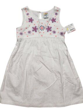 Healthtex White Purple and Pink Embroidered Flowers 3T Sleeveless